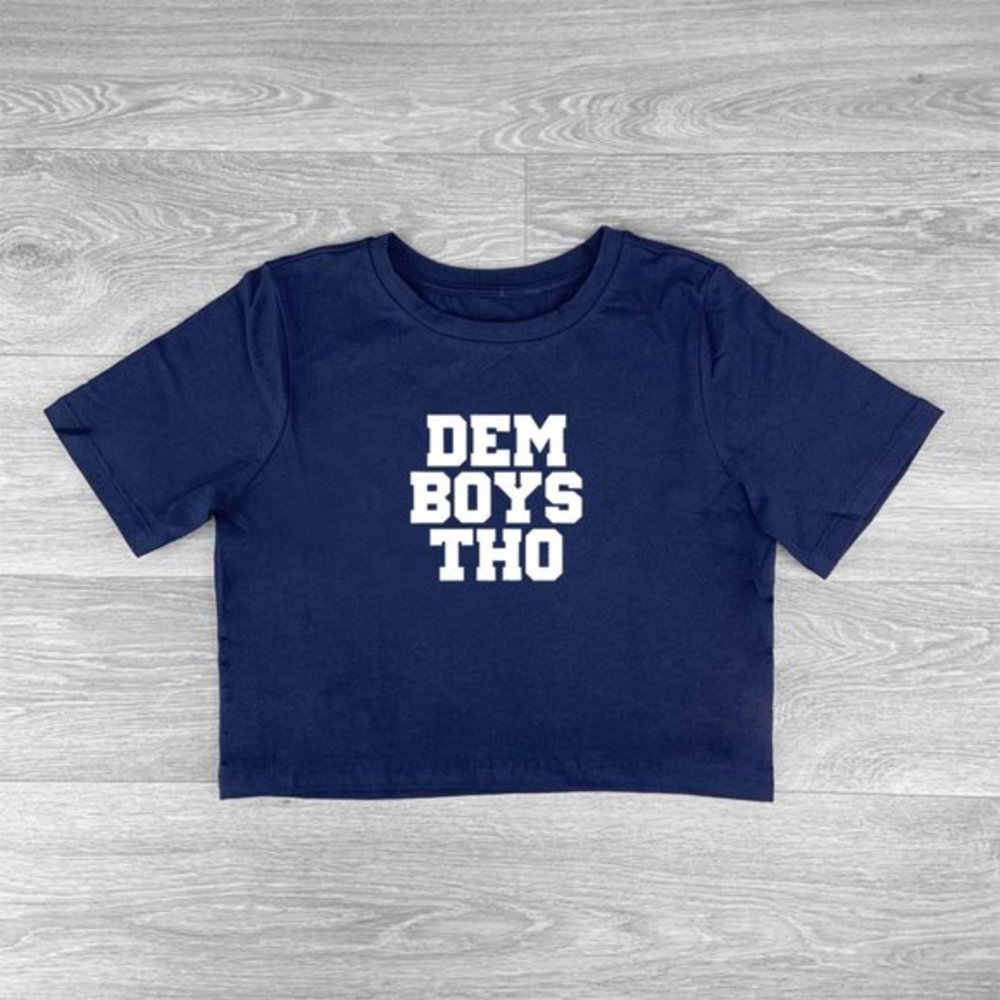 White Navy Dem Boys Tho Womens Crop Top Shirt, Texas Fan Outfit, Dallas Fan